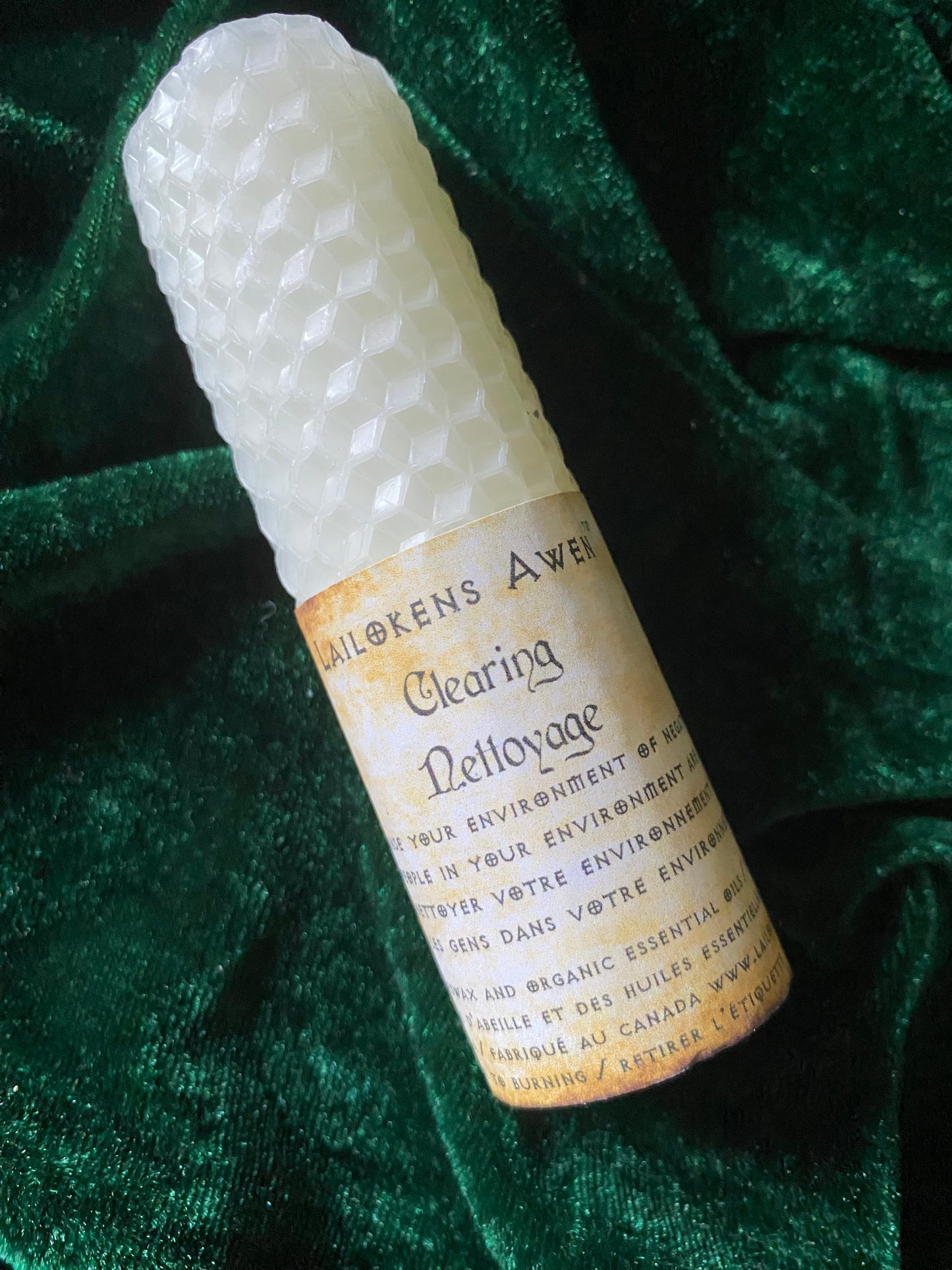 Lailokens Awen Beeswax Spell Candle - Clearing