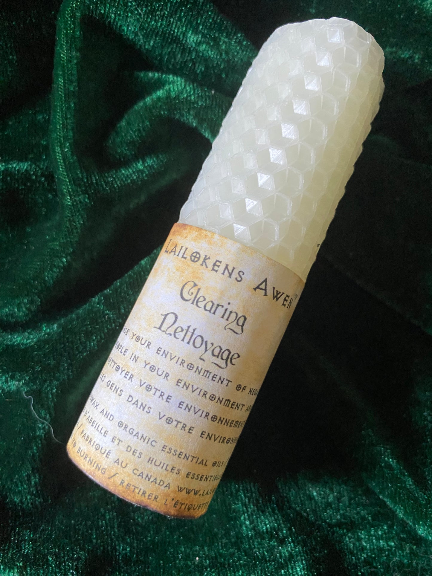 Lailokens Awen Beeswax Spell Candle - Clearing
