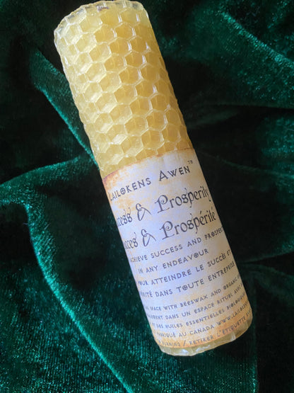 Lailokens Awen Beeswax Spell Candle - Success and Prosperity