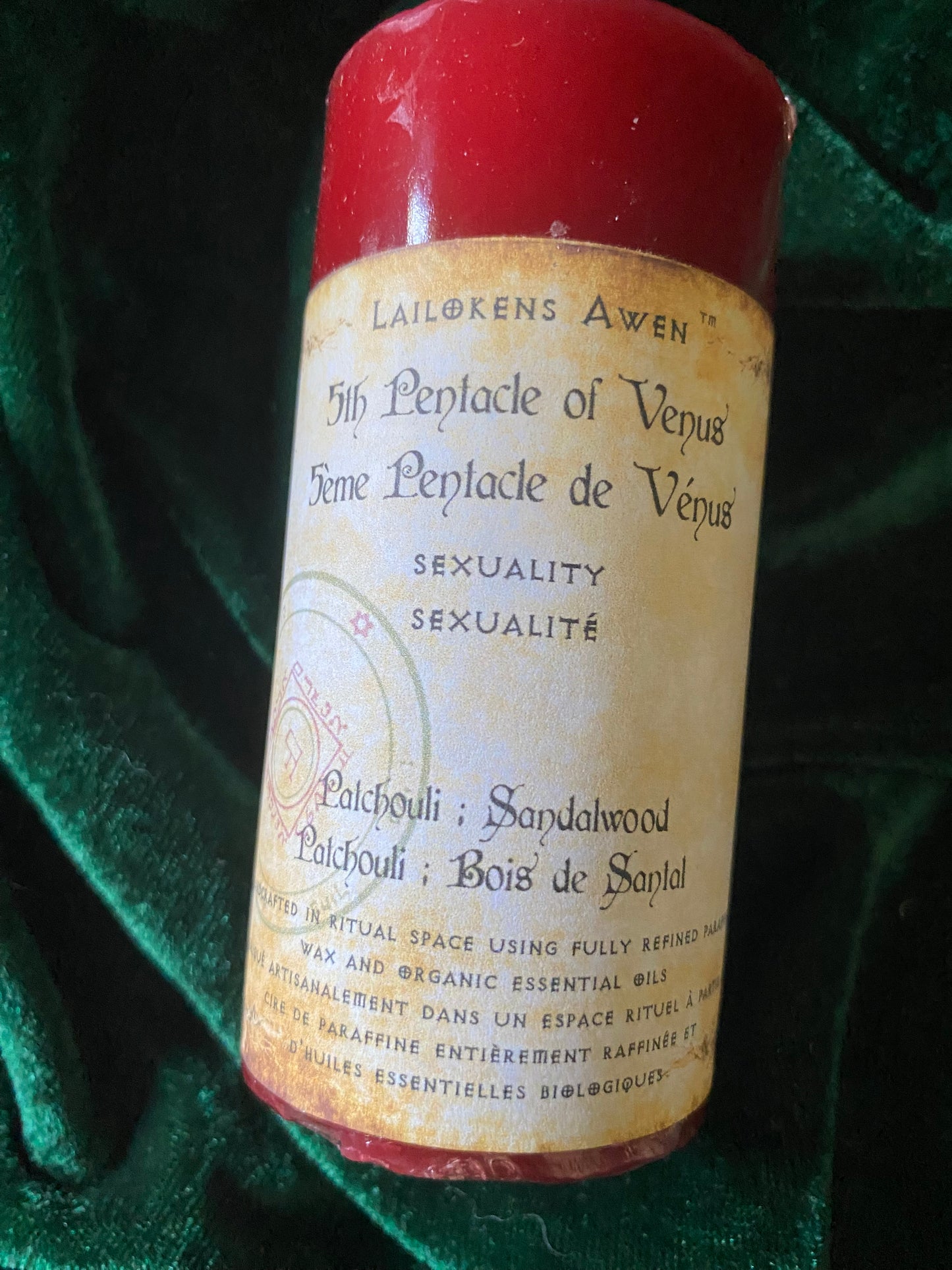 Lailokens Awen Spell Candle - 5th Pentacle of Venus